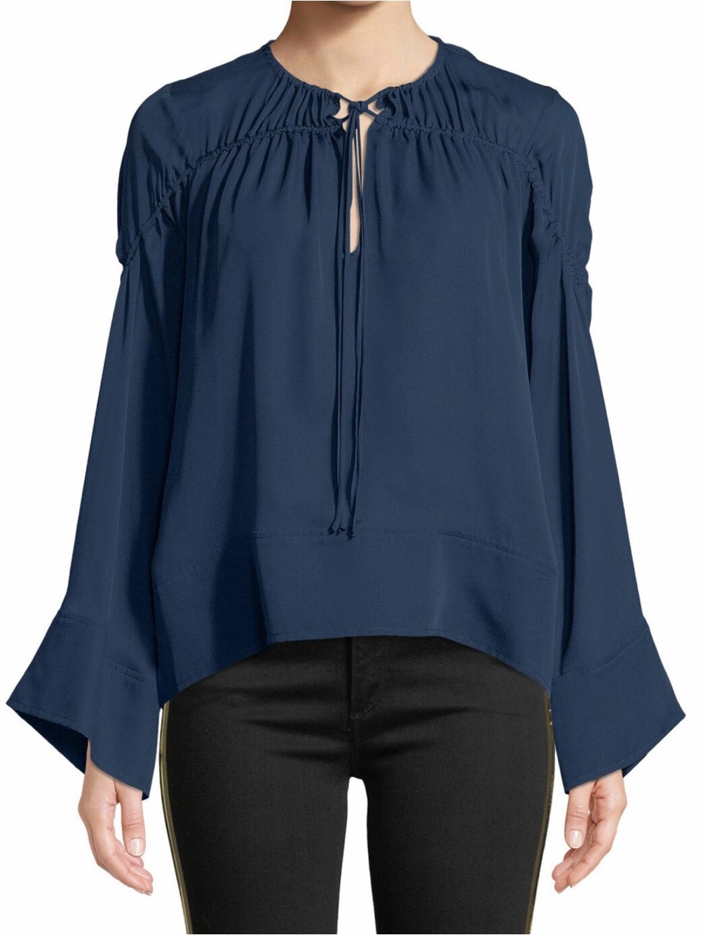 cinq a sept Anatolia Flare-Sleeve Ruched
Silk Top M